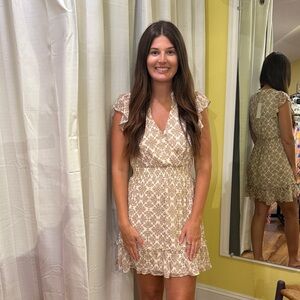 Elegant Cream Floral Women's Dress